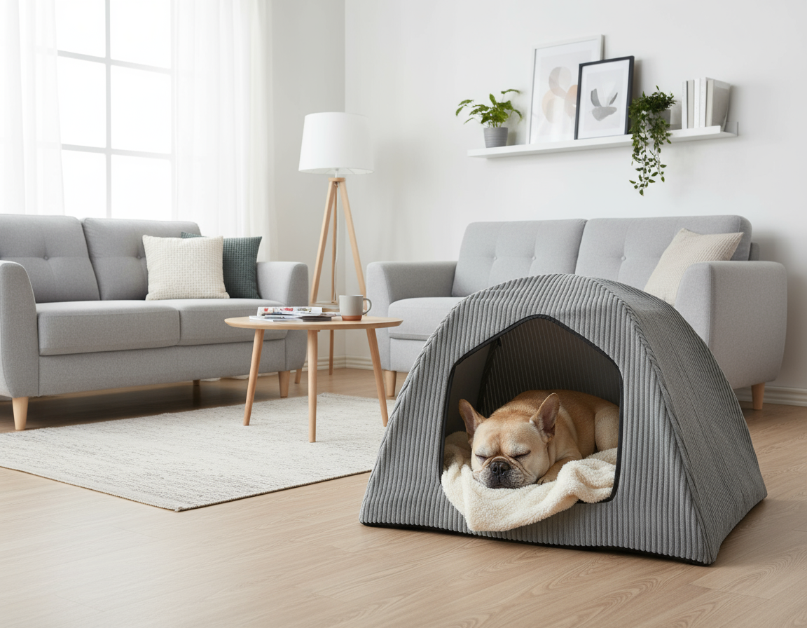 Niche d’intérieur Divin Canin – Confort Visco Premium pour Chiens de Taille Moyenne