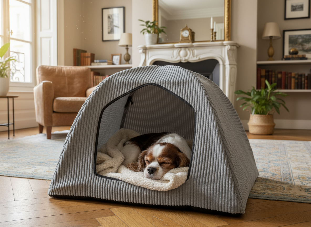 Niche d’intérieur Divin Canin – Confort Visco Premium pour Chiens de Taille Moyenne