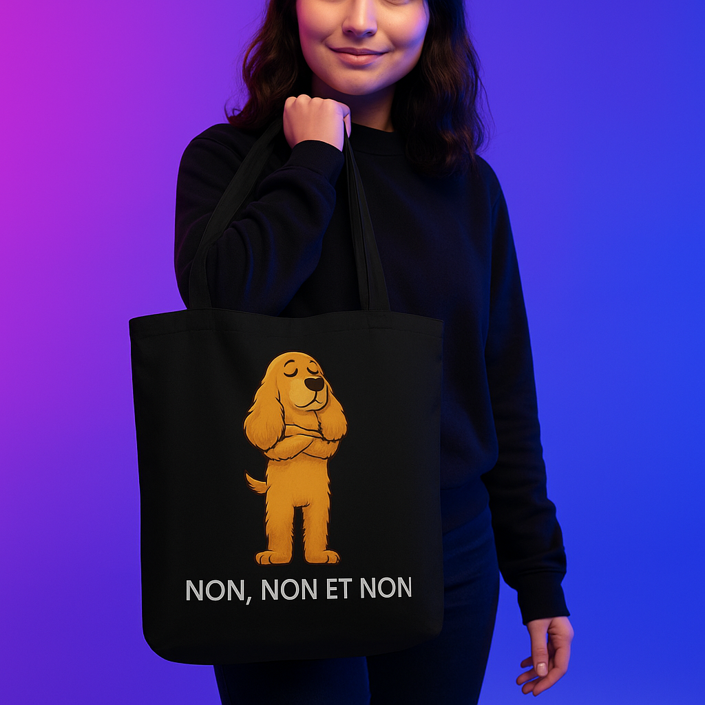 Tote Bag Bio - Accéssoire Cocker - Divin Canin non et non.